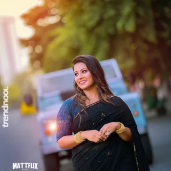 Shyamala Amar black georgette saree