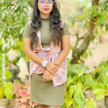 Thanushga Ramesh olive green dress